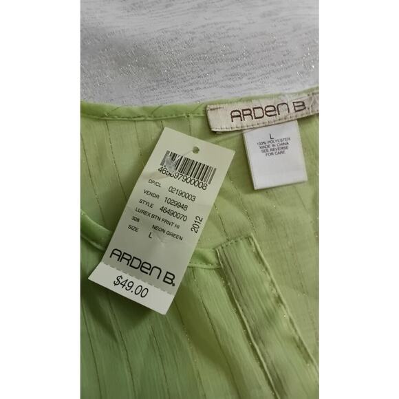 Arden B Y2K Sheer blouse Light Green Work Wear Office Lagenlook Size large - Picture 8 of 12